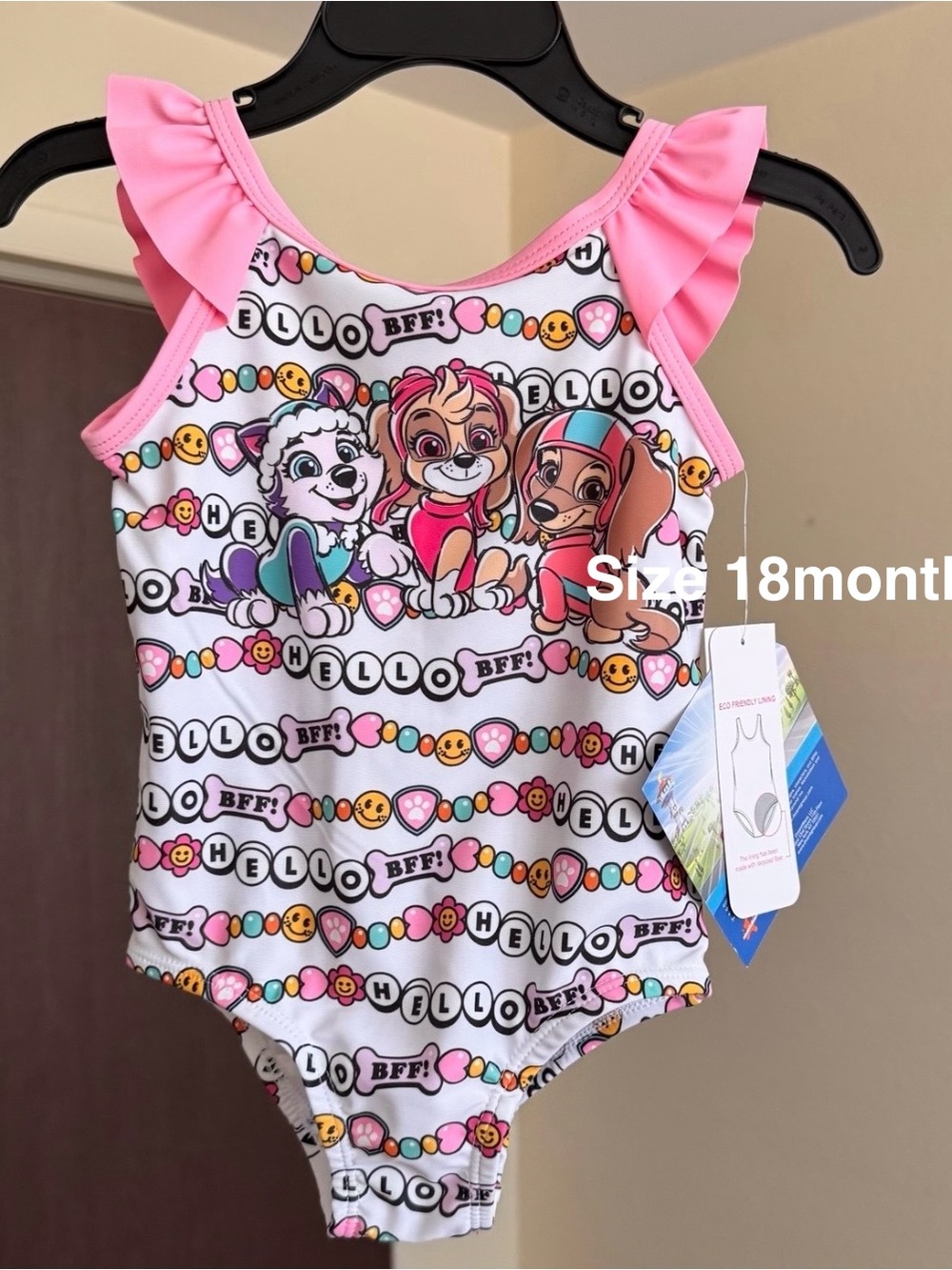 Character Toddler Girl Ruffle Strap One- Piece Swimsuit, Size 18months
